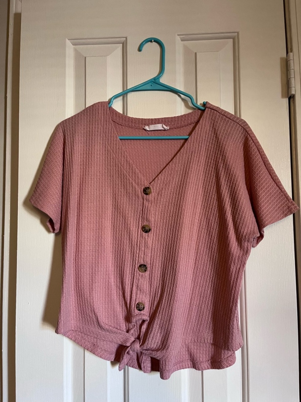 Double Zero Pink V-Neck Women’s Blouse Size M